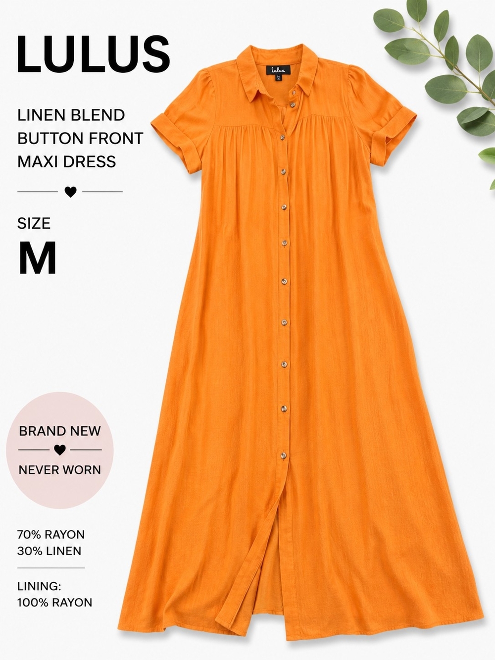 Lulu's Bright Orange Button-Front Maxi Dress